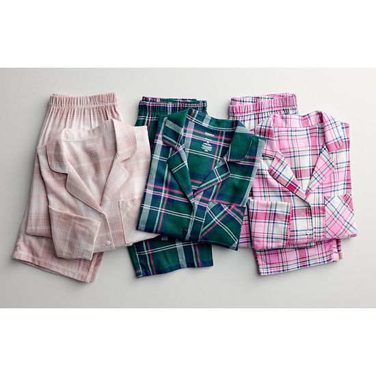 Women's Sonoma Goods For Life® 2-pc. Flannel Notch Pajama Top & Pajama Bottoms Set