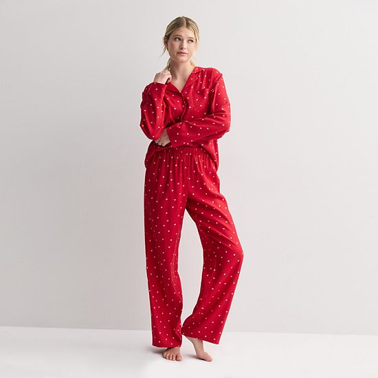 Petite Sonoma Goods For Life® Flannel Notch Pajama Top & Pajama Bottoms Set
