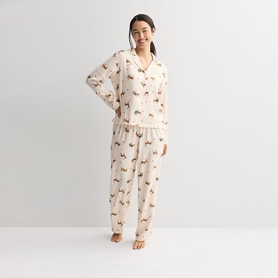 Petite Sonoma Goods For Life® Flannel Notch Pajama Top & Pajama Bottoms Set
