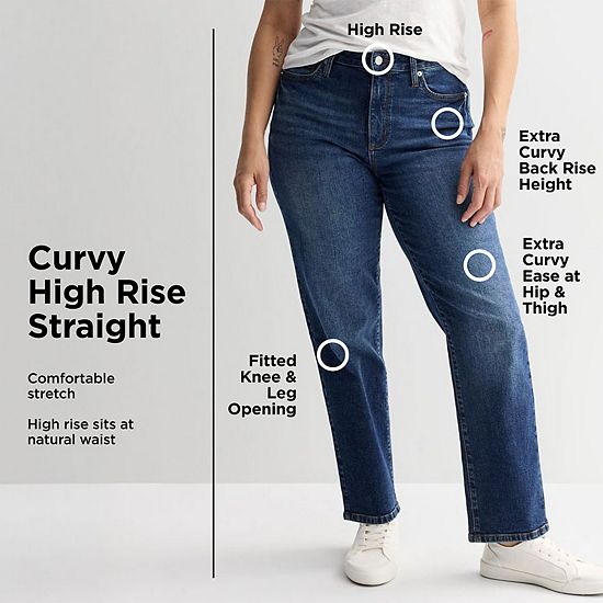 Women's Sonoma Goods For Life® Curvy High-Rise Straight Leg Jeans