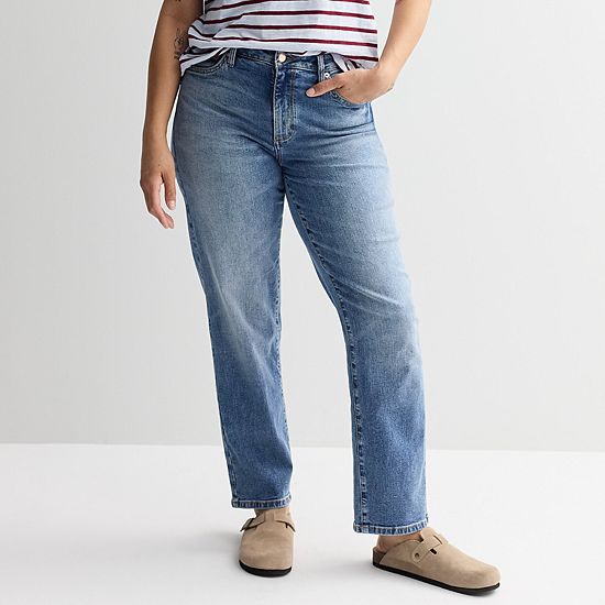 Women's Sonoma Goods For Life® Curvy High-Rise Straight Leg Jeans