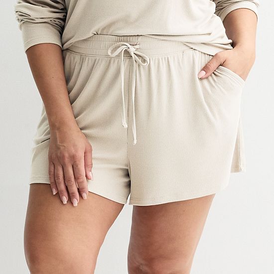 Plus Size Sonoma Goods For Life® Ribbed Pajama Shorts