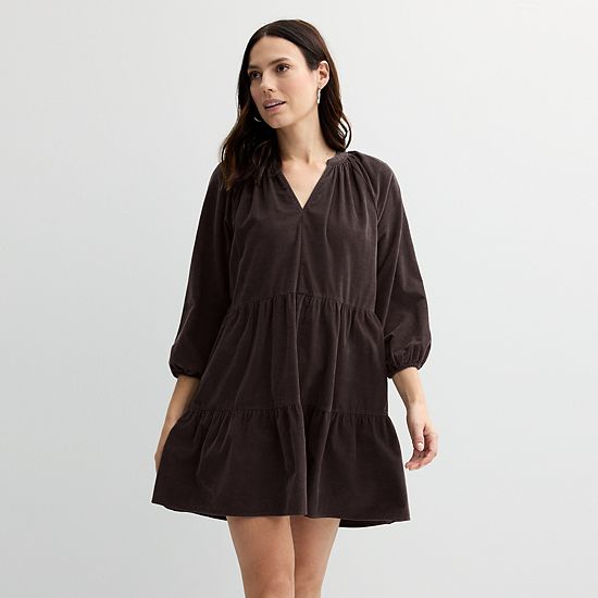 Petite Sonoma Goods For Life® Tiered Corduroy Mini Dress