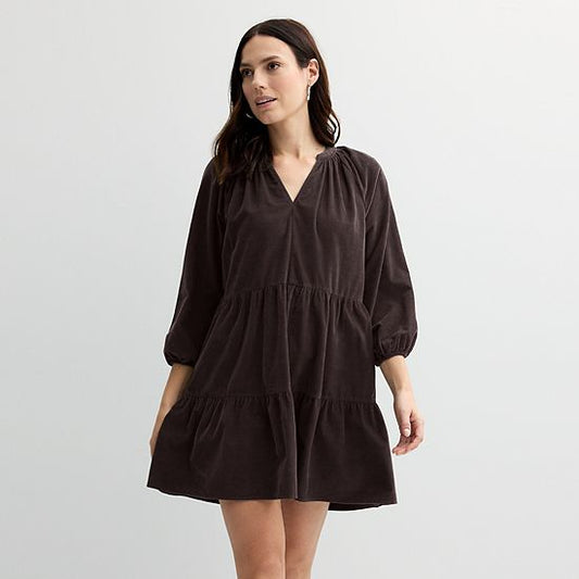 Petite Sonoma Goods For Life® Tiered Corduroy Mini Dress