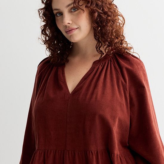 Plus Size Sonoma Goods For Life® Tiered Cord Dress