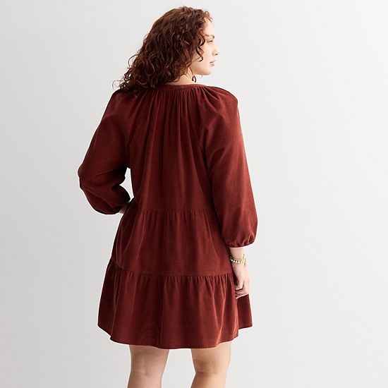 Plus Size Sonoma Goods For Life® Tiered Cord Dress
