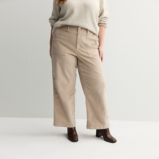 Plus Size Sonoma Goods For Life® Corduroy Utility Wide Leg Pants