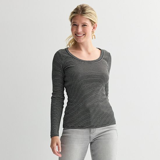 Women's Sonoma Goods For Life® Rib Long Sleeve Scoop Neck Tee