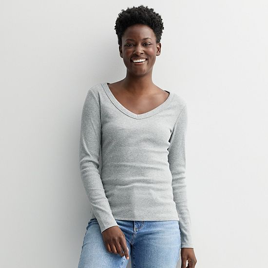 Women's Sonoma Goods For Life® Long Sleeve V-Neck Tee