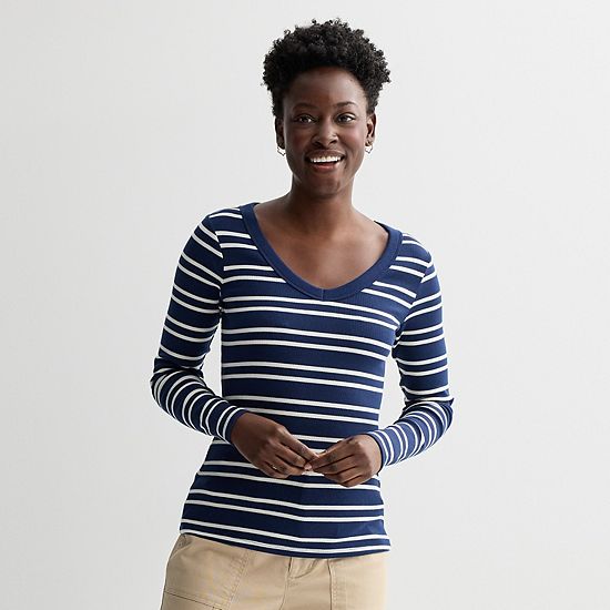 Women's Sonoma Goods For Life® Long Sleeve V-Neck Tee