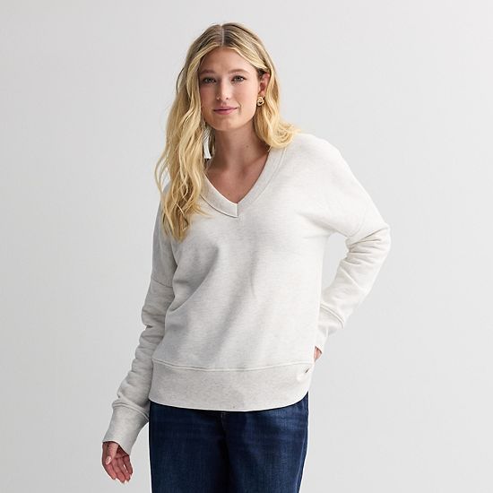 Women's Sonoma Goods For Life® Relaxed Fleece V-Neck Sweatshirt