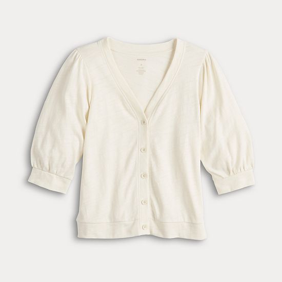 Women's Sonoma Goods For Life® Puff Sleeve Button Front Top