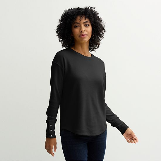 Petite Sonoma Goods For Life® Cozy Waffle Pullover