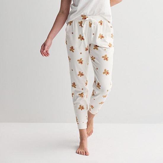 Women's Sonoma Goods For Life® Ribbed Cuffed Holiday Pajama Pants