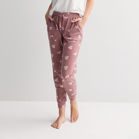 Women's Sonoma Goods For Life® Ribbed Cuffed Holiday Pajama Pants