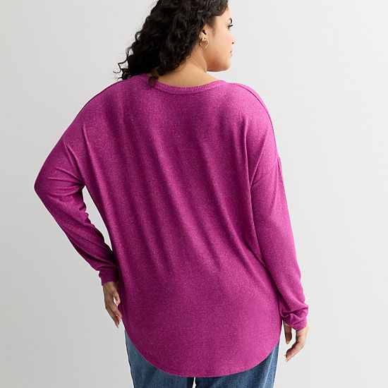 Plus Size Sonoma Goods For Life® Cozy V-Neck Long Sleeve Tunic