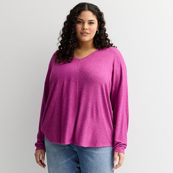 Plus Size Sonoma Goods For Life® Cozy V-Neck Long Sleeve Tunic
