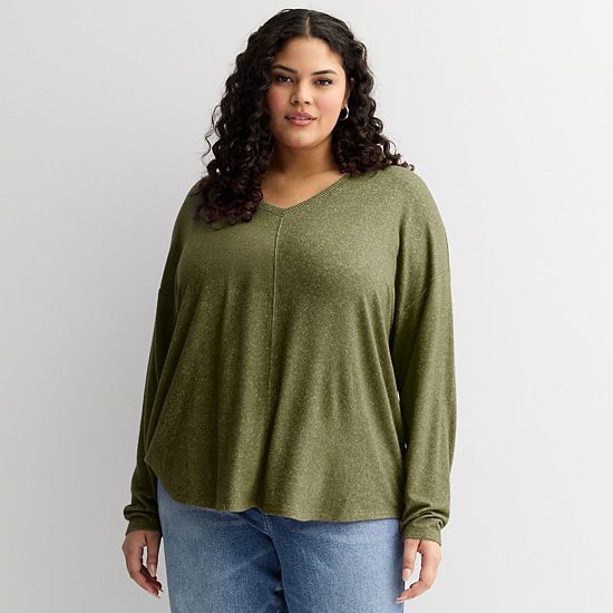Plus Size Sonoma Goods For Life® Cozy V-Neck Long Sleeve Tunic