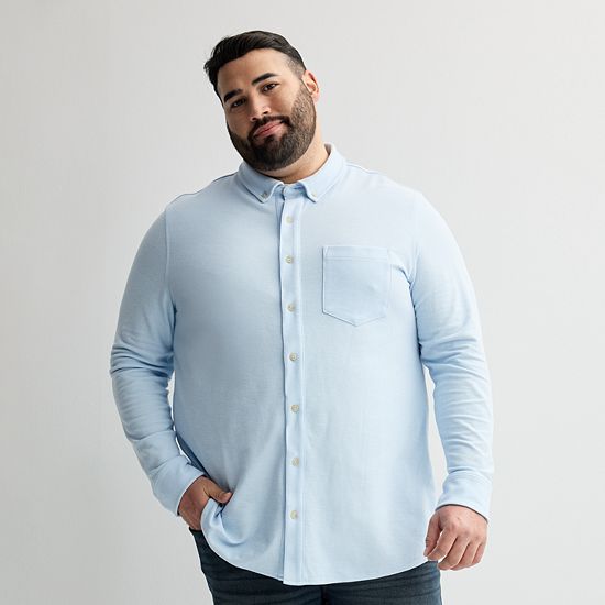 Big & Tall Sonoma Goods For Life® Everyday Long Sleeve Knit Button-Down Shirt