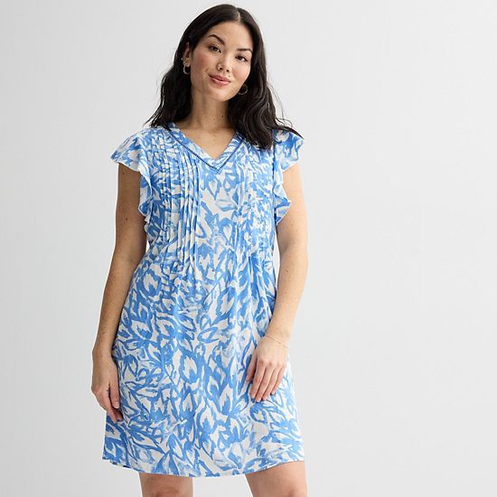Petite Sonoma Goods For Life® Flutter Sleeve Pintuck Dress - Size Medium
