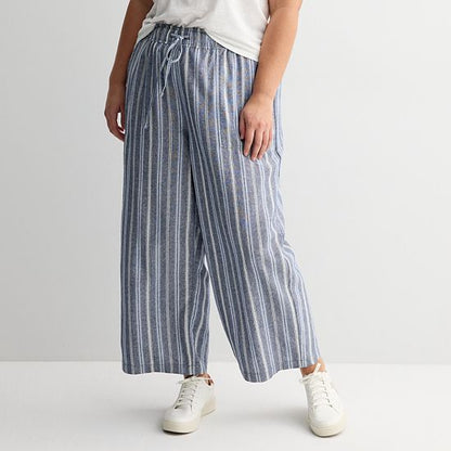 Plus Size Sonoma Goods For Life® Linen Wide Leg Ankle Pants